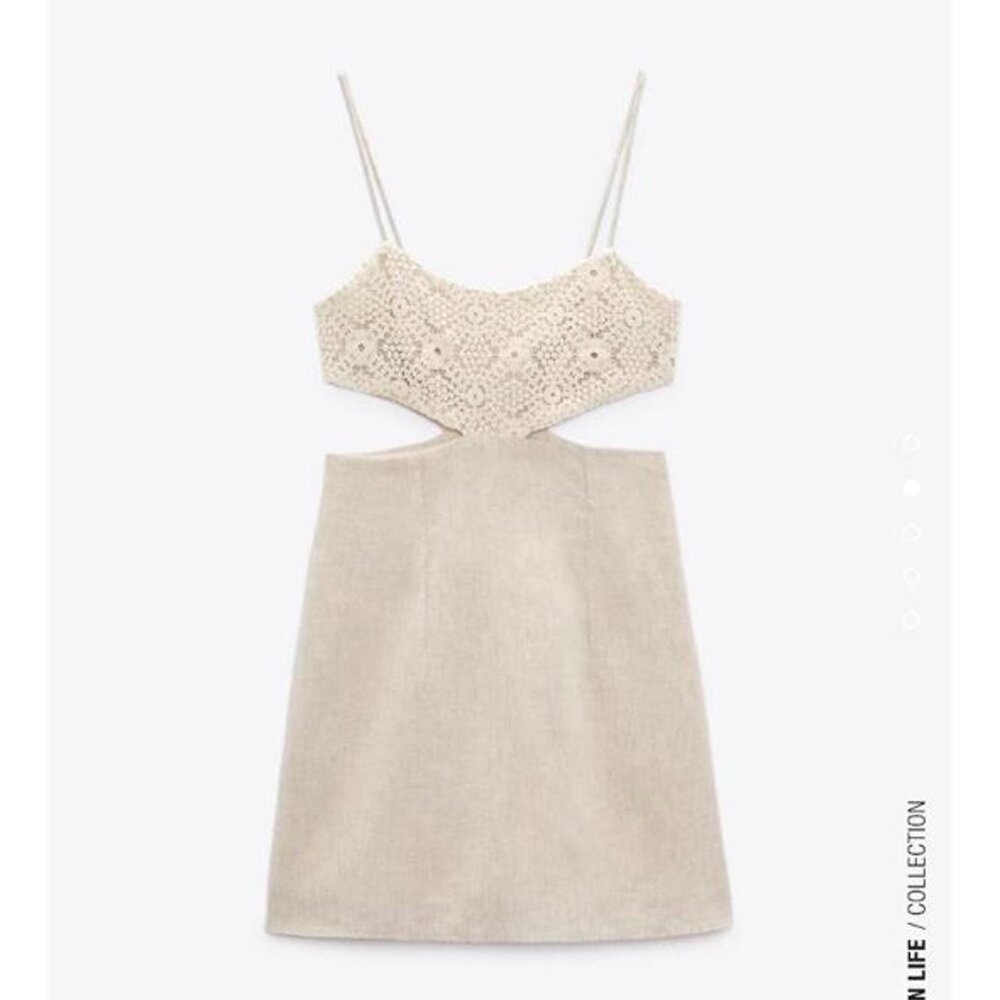 NWT Zara Combination Crochet Cut Out Dress, Size L